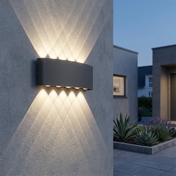 Vonkajšia nástenná lampa tmavosivá vrátane LED 10-svetlo IP54 - Silly