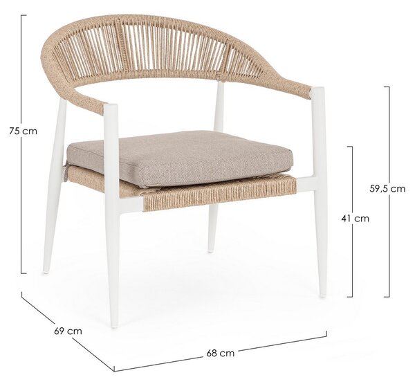 JANDIA WHITE/BEIGE záhradné kreslo
