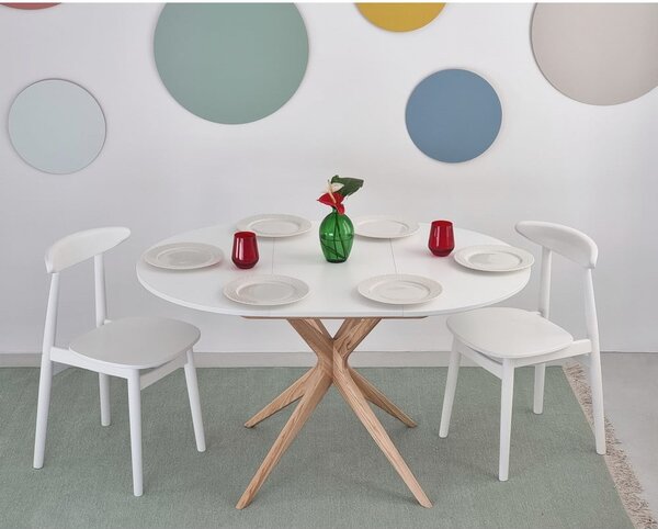 Okrúhly rozkladací jedálenský stôl s prídavnou doskou ø 90 cm Jubi – Ragaba