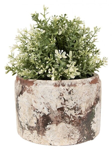 Dekoratívny béžovo-hnedy antik terakotový kvetináč Teracci - Ø 18*11 cm - Clayre & Eef
