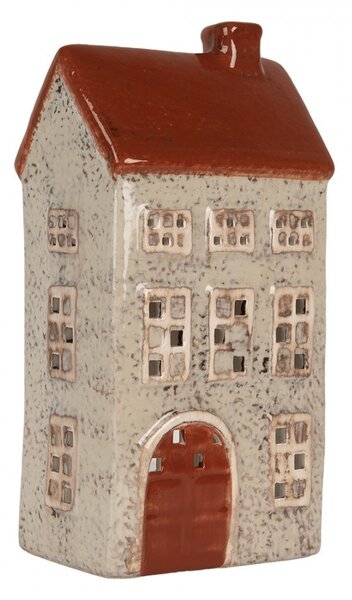Béžový keramický domček na čajovú sviečku Lamont - 12*8*24 cm - Clayre & Eef