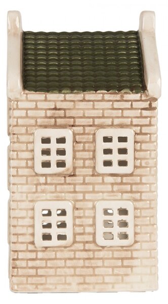Béžový keramický domček na čajovú sviečku Lamont - 9*10*19 cm - Clayre & Eef