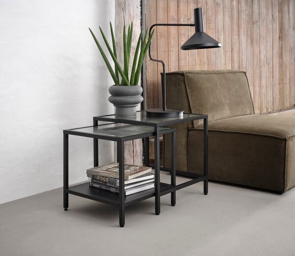 Sklenené odkladacie stolíky v súprave 2 ks 50x50 cm Bronco – Unique Furniture