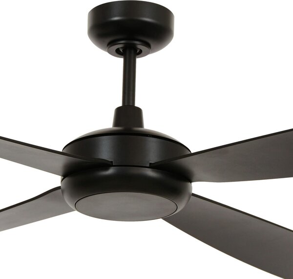 Stropný ventilátor Slipstream s osvetlením, čierny, tichý – Beacon Beacon Lighting, Slipstream, stmievateľné, Čierna, Obývacia izba, Plast, Moderný