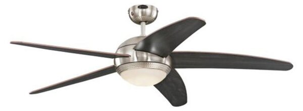 Stropný ventilátor Bendan LED, chróm/drevo, tichý – Westinghouse Westinghouse, Bendan, stmievateľné, Drevo, Obývacia izba, Drevo, Moderný