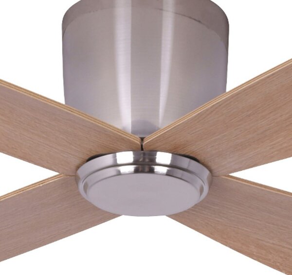 Stropný ventilátor Fraser, chróm/teak, DC, tichý, Ø 132 cm – Beacon Beacon Lighting, Fraser, Drevo, Obývacia izba, Drevo, Moderný