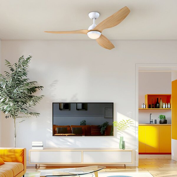 7316140 LED stropný ventilátor DC, tichý, 132 cm – Westinghouse Westinghouse, stmievateľné, Drevo, Obývacia izba, Plast, Moderný