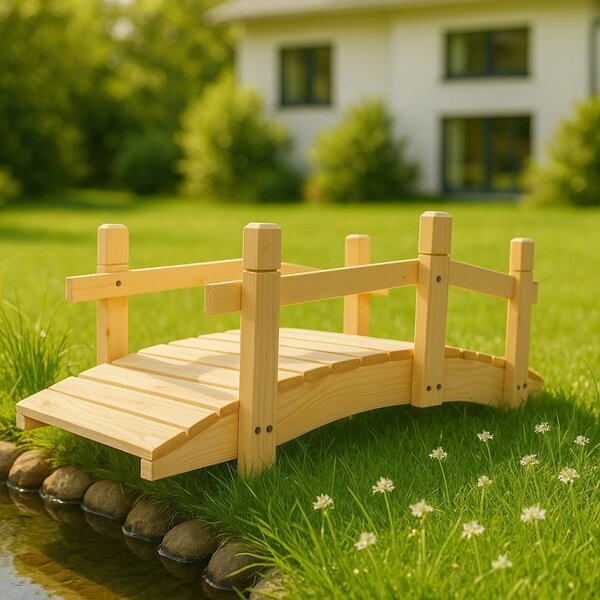 Drevený záhradný mostík, 71 cm, bez náteru, česká výroba
