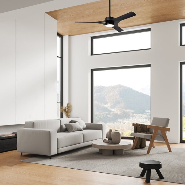 Thajský stropný ventilátor s LED osvetlením, čierny, tichý DC motor, CCT – Mantra Iluminación, Thai, stmievateľné, Čierna, Obývacia izba, Plast, Moderný