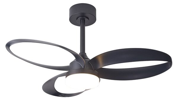 Stropný ventilátor Infinity LED, čierny, DC, tichý, CCT – Mantra Mantra Iluminación, Infinity, stmievateľné, Čierna, Obývacia izba, Plast, Moderný