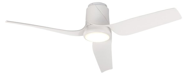 Stropný ventilátor Ushuaia s LED osvetlením, biely, tichý DC, CCT – Mantra Mantra Iluminación, Ushuaia, stmievateľné, Biela, Obývacia izba, Plast, Moderný