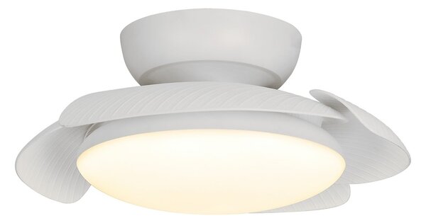 Aloha LED stropný ventilátor, biely, s tichým jednosmerným motorom, CCT – Mantra Mantra Iluminación, Aloha, stmievateľné, Biela, Obývacia izba, Plast, Moderný