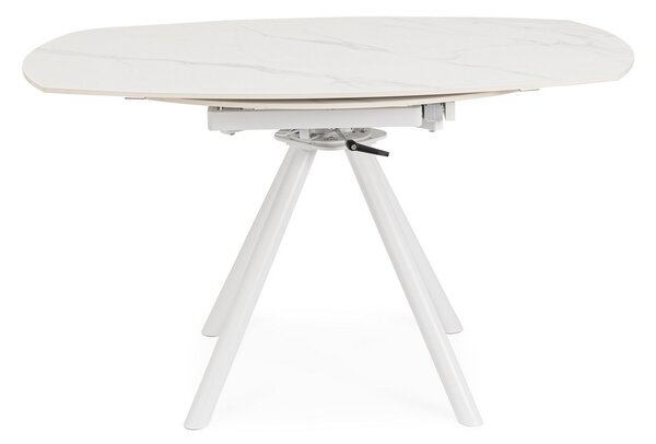 RAUNI biely rozkladací jedálenský stôl D87/135cm