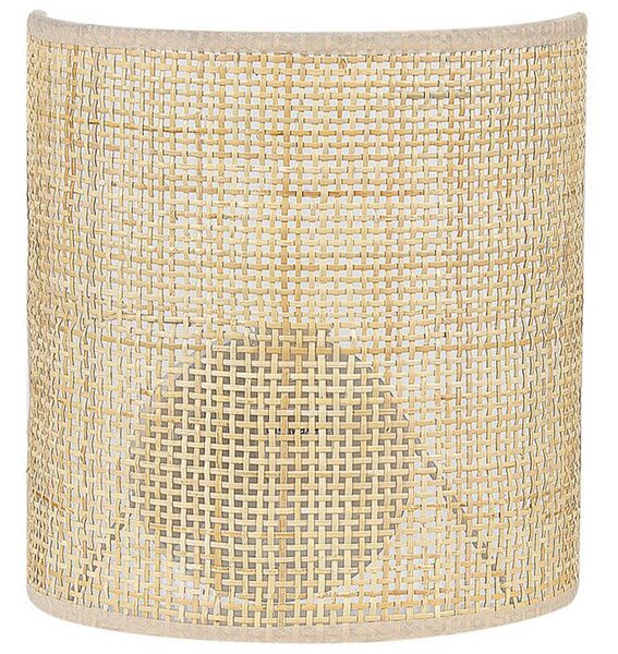 Nástenná lampa prírodná ratanová 22 cm polkruhové tienidlo svietidlo na stenu boho obývacia izba spálňa