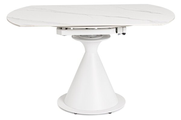 JONNI biely rozkladací jedálenský stôl D85-135cm