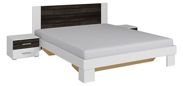 Manželská posteľ 180 cm Verwood Typ 52 (biela + orech) (s noč. stolíkmi). Vlastná spoľahlivá doprava až k Vám domov. 602007
