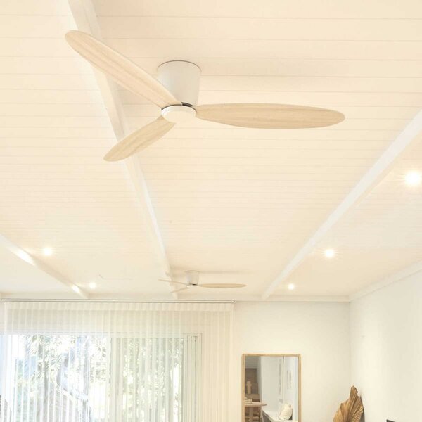 Stropný ventilátor Airfusion Radar z dubového dreva, Ø 106 cm, tichý – Beacon Beacon Lighting, Airfusion Radar, Drevo, Obývacia izba, Drevo, Moderný