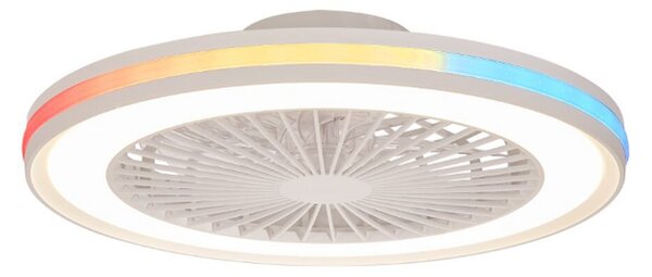 Herný veľký stropný ventilátor s LED, biely, DC, tichý, RGB – Mantra Mantra Iluminación, Gamer Big, stmievateľné, Biela, Obývacia izba, Plast, Moderný