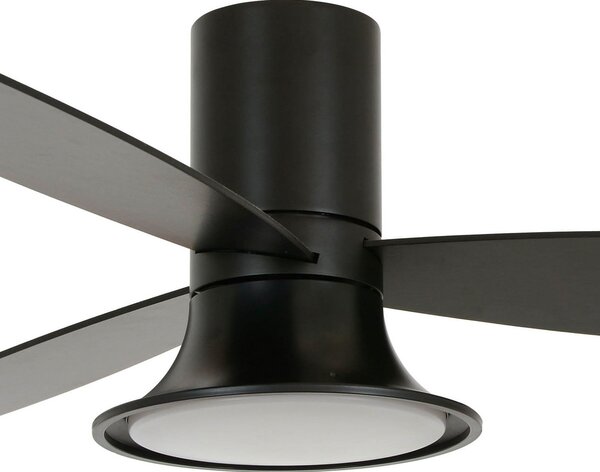 Stropný ventilátor Flusso s osvetlením, čierny, 132 cm, tichý, Beacon Beacon Lighting, Flusso, stmievateľné, Čierna, Obývacia izba, Drevo, Moderný