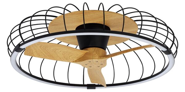 Stropný ventilátor Nature LED, aplikácia CCT, čierna/buk – Mantra Mantra Iluminación, Nature, stmievateľné, Čierna, Obývacia izba, Plast