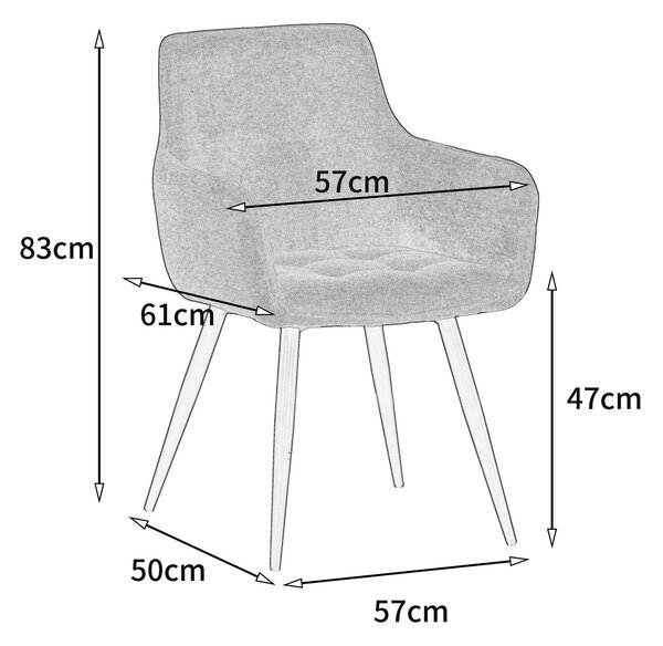 STOLIČKA S PODRÚČKAMI, železo, mikrovlákno, sivá MID.YOU - Stoličky, Online Only