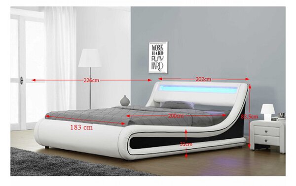 NovýNábytok.sk Manželská posteľ 180 cm Milda (s roštom, úl. priestorom a LED). Vlastná spoľahlivá doprava až k Vám domov. 808749
