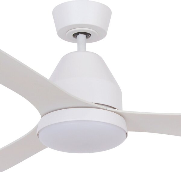 Stropný ventilátor Whitehaven s osvetlením, biely, tichý – Beacon Beacon Lighting, Whitehaven, stmievateľné, Biela, Obývacia izba, Plast, Moderný