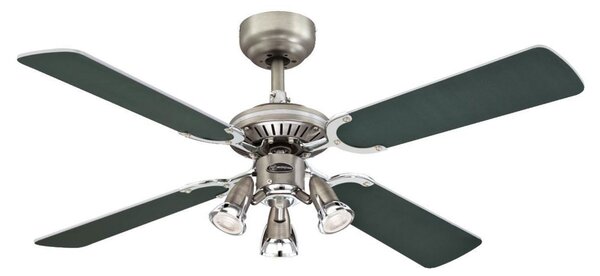 Ventilátor Princess Euro 3-pl. strieborný/grafitový – Westinghouse Westinghouse, Princess Euro, Sivá, Obývacia izba, Drevo