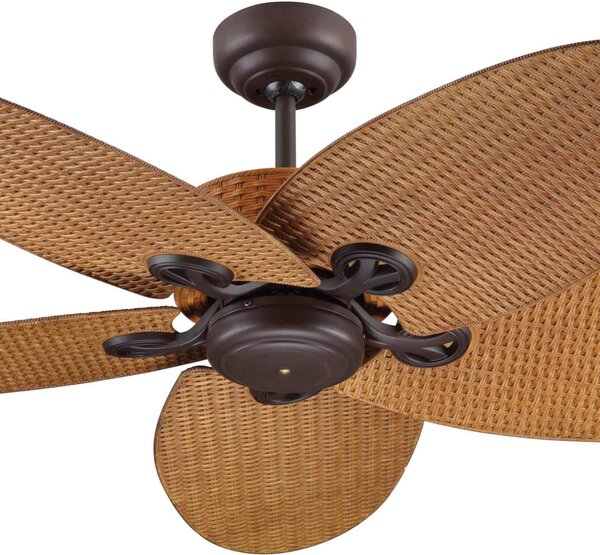 Stropný ventilátor Fijian II, hnedý, Ø 132 cm, tichý – Beacon Beacon Lighting, Fijian II, Hnedá / Hrdzavá, Obývacia izba, Plast