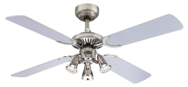 Ventilátor Princess Euro 3-pl. strieborný/grafitový – Westinghouse Westinghouse, Princess Euro, Sivá, Obývacia izba, Drevo