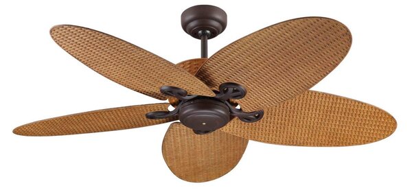 Stropný ventilátor Fijian II, hnedý, Ø 132 cm, tichý – Beacon Beacon Lighting, Fijian II, Hnedá / Hrdzavá, Obývacia izba, Plast