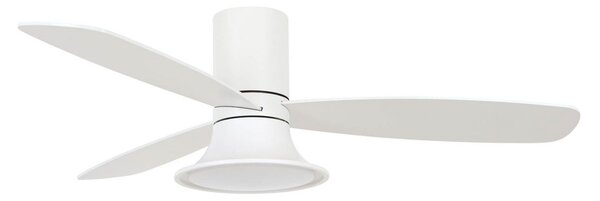 Stropný ventilátor Flusso s osvetlením, biely, Ø 132 cm, tichý – Beacon Beacon Lighting, Flusso, stmievateľné, Biela, Obývacia izba, Drevo, Moderný