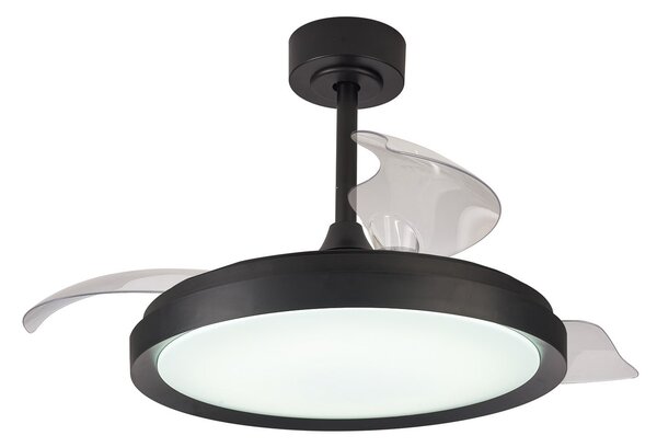 Stropný ventilátor Mistral LED, čierny, DC, tichý, CCT – Mantra Mantra Iluminación, Mistral, stmievateľné, Čierna, Obývacia izba, Plast, Moderný