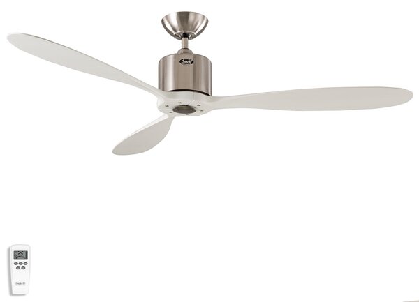 Stropný ventilátor AEROPLAN ECO, chróm/biela, Ø 132 cm, tichý CasaFan, Aeroplan Eco, Biela, Obývacia izba, Drevo, Moderný