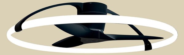 Nepal Smart LED stropný ventilátor, čierny, DC, tichý – Mantra Mantra Iluminación, Nepal, stmievateľné, Čierna, Obývacia izba, Kov, Moderný