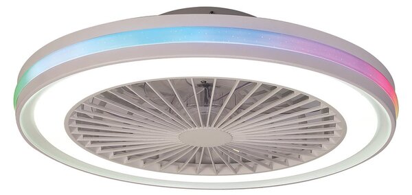 Stropný ventilátor Gamer s LED osvetlením, biely, DC, tichý, CCT RGB – Mantra Mantra Iluminación, Gamer, stmievateľné, Biela, Obývacia izba, Plast, Moderný