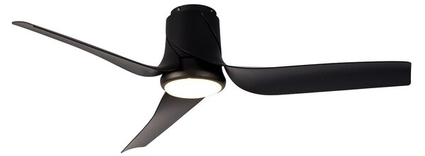 Stropný ventilátor Ushuaia LED, čierny, DC, tichý, CCT – Mantra Mantra Iluminación, Ushuaia, stmievateľné, Čierna, Obývacia izba, Plast, Moderný