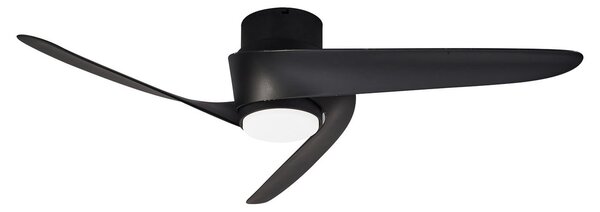 Grónsky LED stropný ventilátor, čierny, DC, tichý, CCT – Mantra Mantra Iluminación, Groenland M, stmievateľné, Čierna, Obývacia izba, Plast, Moderný
