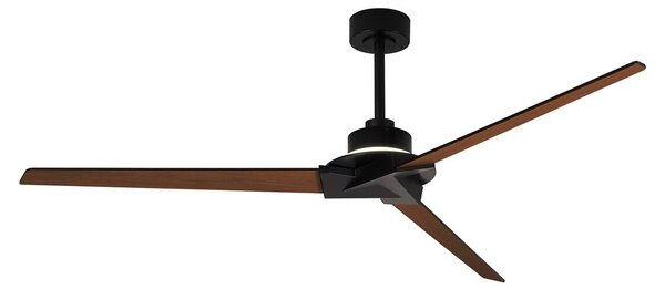Stropný ventilátor Brisa LED, čierny/drevený, DC, tichý – Mantra Mantra Iluminación, Brisa, stmievateľné, Čierna, Kúpeľňa, Drevo, Moderný