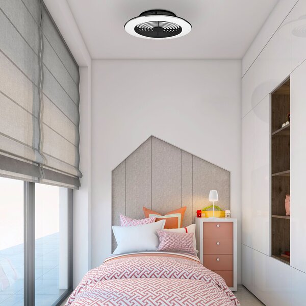 Stropný ventilátor Alisio Mini LED, čierny, Ø 52,5 cm – Mantra Mantra Iluminación, Alisio mini, stmievateľné, Čierna, Obývacia izba, Kov, Moderný