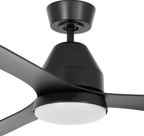 Stropný ventilátor Whitehaven s osvetlením, čierny, tichý – Beacon Beacon Lighting, Whitehaven, stmievateľné, Čierna, Obývacia izba, Plast, Moderný