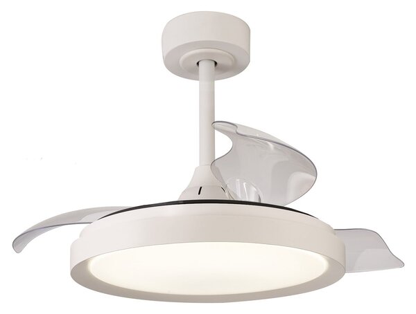 Stropný ventilátor Mistral Mini LED, biely, DC, tichý, CCT – Mantra Mantra Iluminación, Mistral Mini, stmievateľné, Biela, Obývacia izba, Plast, Moderný