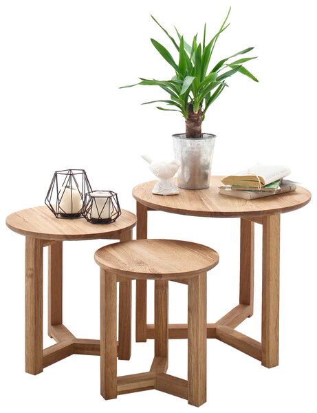 SADA KONFERENČNÝCH STOLÍKOV, prírodná farba, farba duba, drevo, 30-50/30-50/32-42 cm Xora - Stolíky do obývačky, Online Only