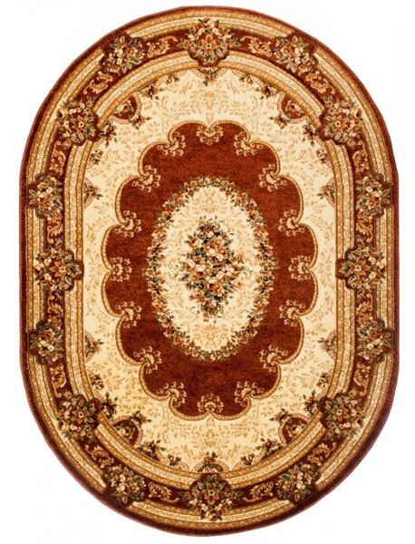 Kusový koberec klasický vzor hnedý ovál 70x140cm