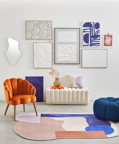 KRESLO, drevo, textil, oranžová, écru MID.YOU - Kreslá, Online Only