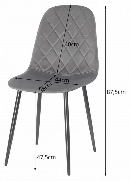 Jedálenský set 1 + 4, čierny stôl ADRIA 120x80 cm + čierna zamatová stolička ASTI s čiernymi nohami