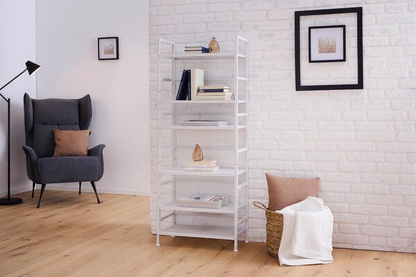 REGÁL NA TOPÁNKY, biela, 59/144/30 cm PBJ - Online Only drobný nábytok, Online Only