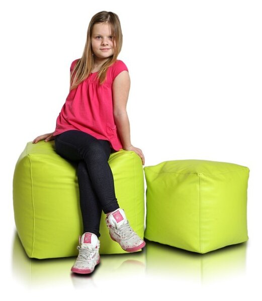 Sedací vak taburetka block kocka zelená limetková ekokoža