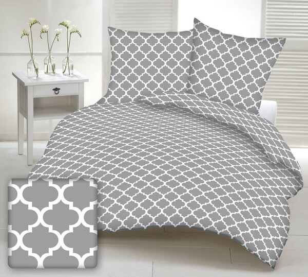 Obliečky krepové Maroko sivé TiaHome - 1x Vankúš 90x70cm, 1x Paplón 140x200cm
