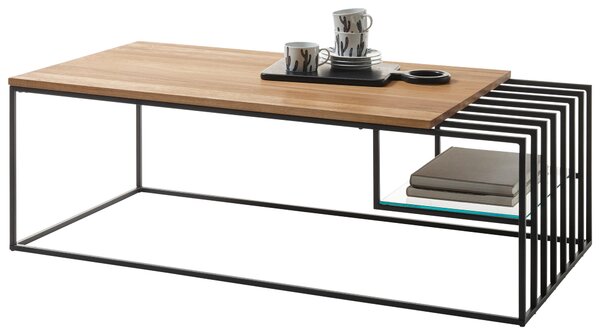 KONFERENČNÝ STOLÍK, čierna, farba duba, drevo, kov, sklo, 120/40/60 cm MID.YOU - Stolíky do obývačky, Online Only